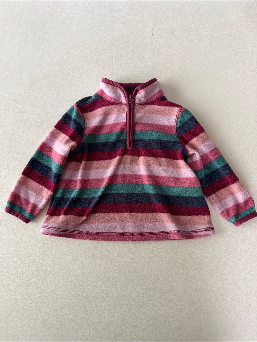 OshKosh B'gosh - Pink Multi-Stripe Half-Zip Fleece Pullover